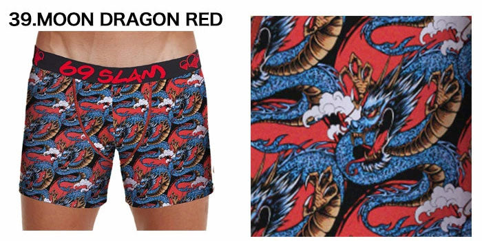 69SLAM コットン MPB シリーズ MOON DRAGON RED ロング ロックスラム ボクサーパンツ