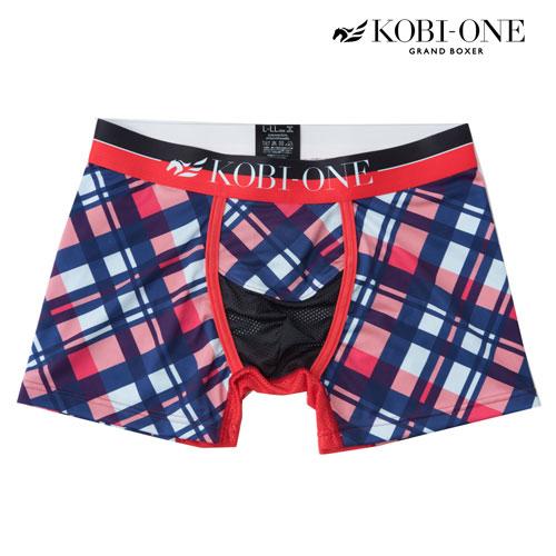 KOBI ONE コビワン Plaid Blue タータンチェック 柄 レッド 赤 メッシュ ボクサーパンツ